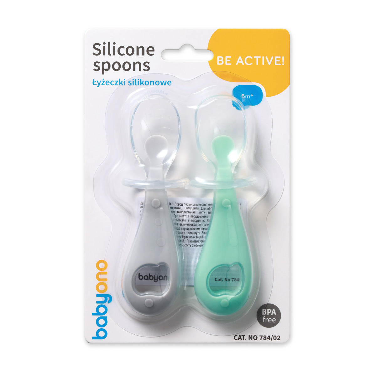 Baby Ono lingurita silicon flexibila 2 buc 6m+ Menta-Gri