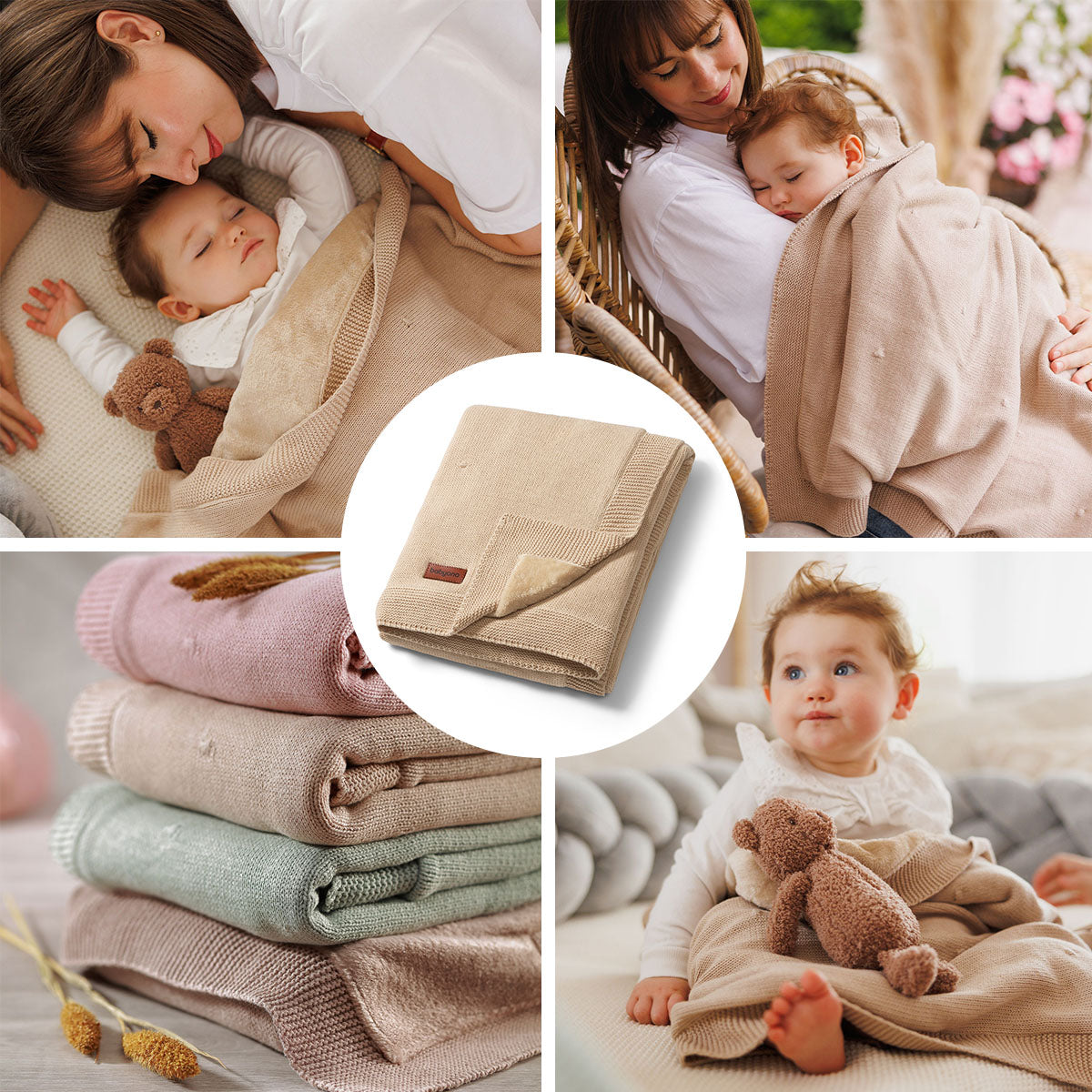 Baby Ono patura din bumbac cu captuseala de flanel 75x100 cm 0m+ Beige