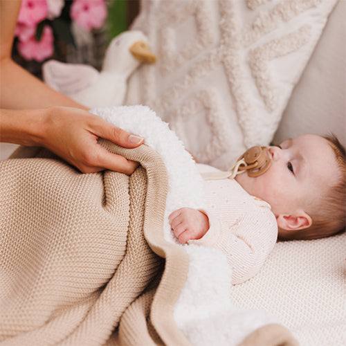 Baby Ono patura bumbac si sherpa 75x100 cm 0m+ Beige