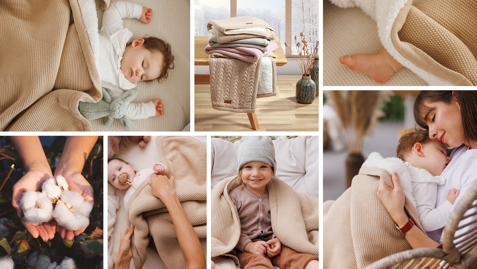 Baby Ono patura bumbac si sherpa 75x100 cm 0m+ Beige