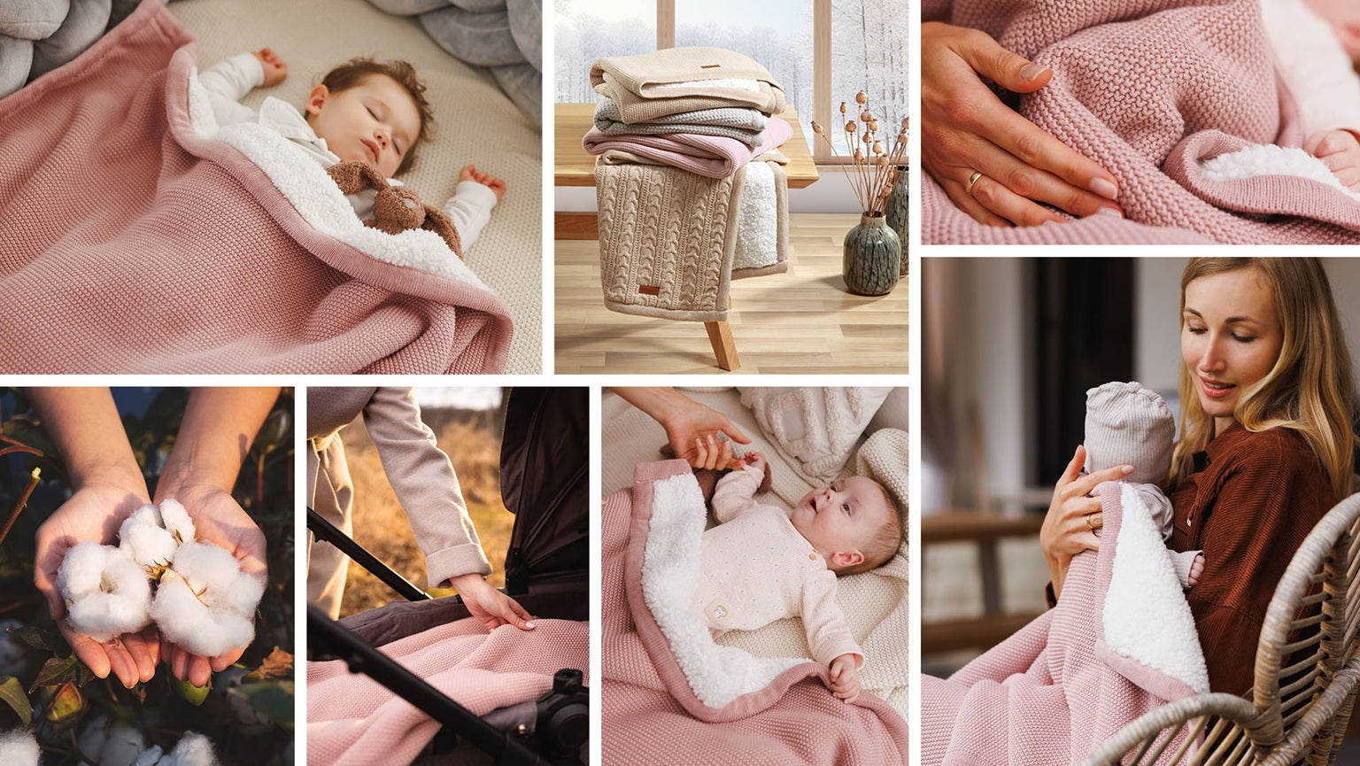 Baby Ono patura bumbac si sherpa 75x100 cm 0m+ Roz
