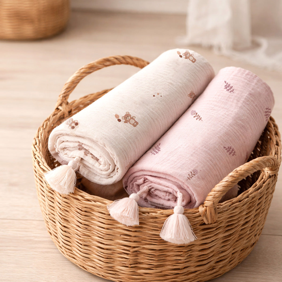 Baby Ono patura muselina 75x100 cm Beige cu ursuleti