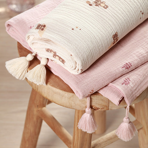Baby Ono patura muselina 75x100 cm Beige cu ursuleti