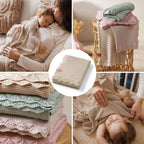Baby Ono patura tricotata din bambus 75x100 cm 0m+ Beige