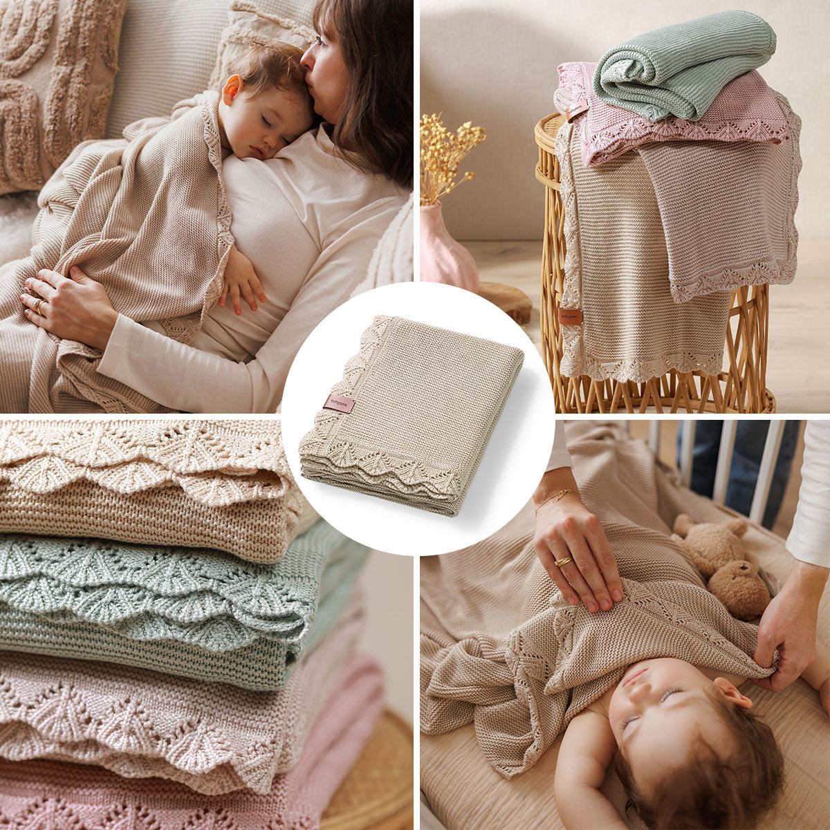 Baby Ono patura tricotata din bambus 75x100 cm 0m+ Beige