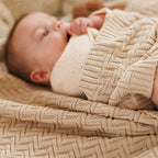 Baby Ono patura tricotata din bumbac organic 75x100 cm 0m+ Beige