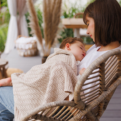 Baby Ono patura tricotata din bumbac organic 75x100 cm 0m+ Beige