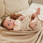 Baby Ono patura tricotata din bumbac organic 75x100 cm 0m+ Beige