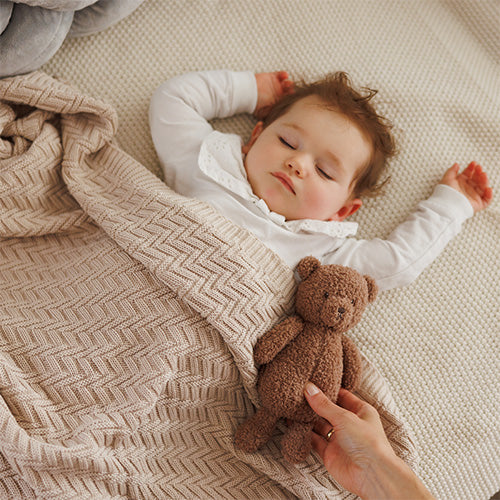 Baby Ono patura tricotata din bumbac organic 75x100 cm 0m+ Beige
