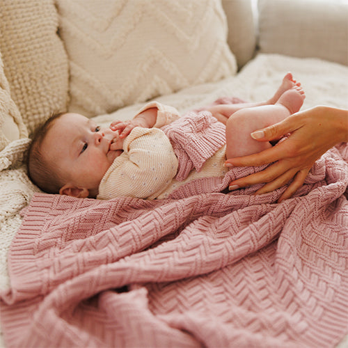 Baby Ono patura tricotata din bumbac organic 75x100 cm 0m+ Pink