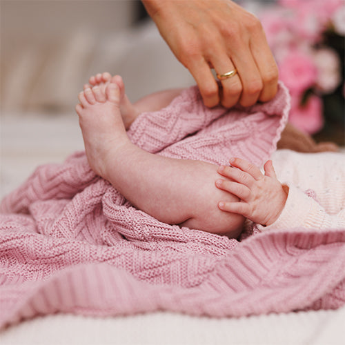 Baby Ono patura tricotata din bumbac organic 75x100 cm 0m+ Pink