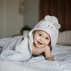 Baby Ono prosop cu gluga din bambus 100x100 cm 0m+ Gri soricel
