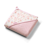 Baby Ono prosop cu gluga frotir 100x100 cm 0m+ Roz cu floricele