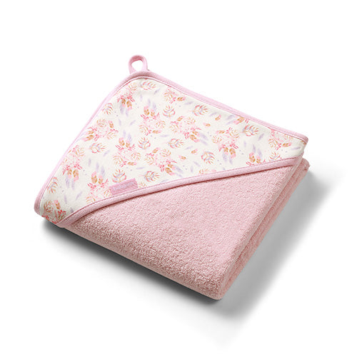 Baby Ono prosop cu gluga frotir 100x100 cm 0m+ Roz cu floricele