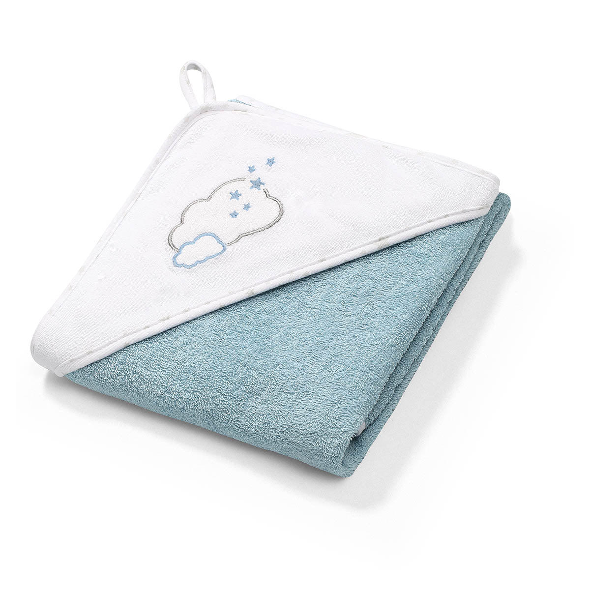 Baby Ono prosop cu gluga frotir 85x85 cm 0m+ Albastru cu norisor