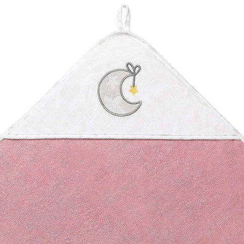 Baby Ono prosop cu gluga frotir 85x85 cm 0m+ Roz cu luna