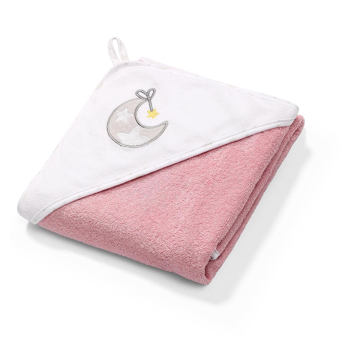 Baby Ono prosop cu gluga frotir 85x85 cm 0m+ Roz cu luna Imagine principală a produsului