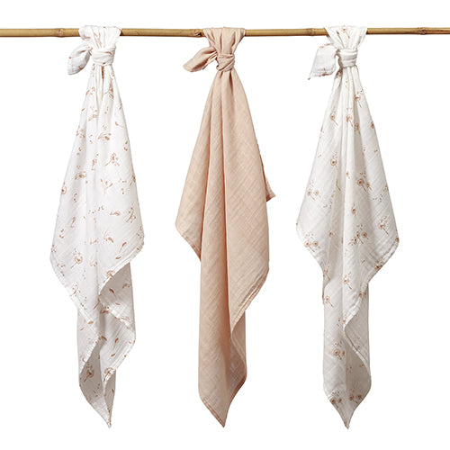 Baby Ono scutec textil Bamboo Natural  70x70 cm 3 buc Beige cu flori