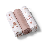 Baby Ono scutec textil Bamboo Natural  70x70 cm 3 buc Brown cu ursulet