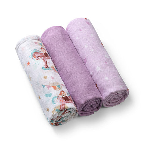 Baby Ono scutec textil Bamboo Natural  70x70 cm 3 buc, Purple cu calut Imagine principală a produsului