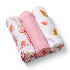 Baby Ono scutec textil Bamboo Natural  70x70 cm 3 buc, Roz cu frunze
