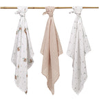 Baby Ono scutec textil din muselina 70x70 cm 3 buc Beige cu ursulet