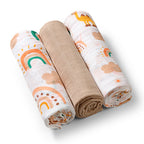 Baby Ono scutec textil din muselina 70x70 cm 3 buc Beige