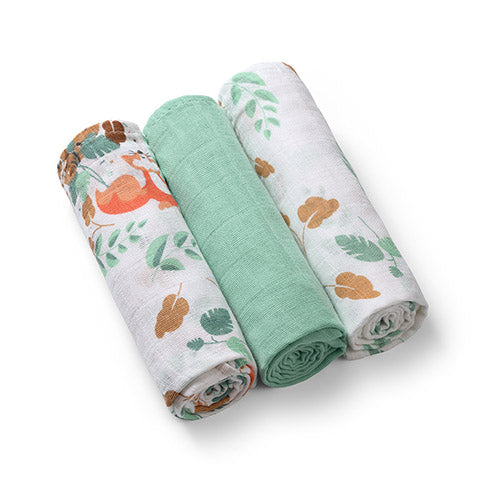 Baby Ono scutec textil din muselina 70x70 cm 3 buc Green