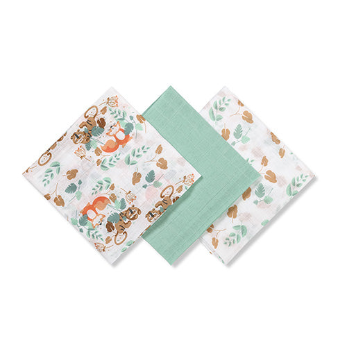 Baby Ono scutec textil din muselina 70x70 cm 3 buc Green