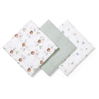 Baby Ono scutec textil din muselina 70x70 cm 3 buc Grey cu arici