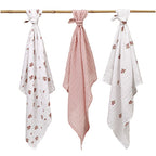 Baby Ono scutec textil din muselina 70x70 cm 3 buc Pudra cu trandafiri