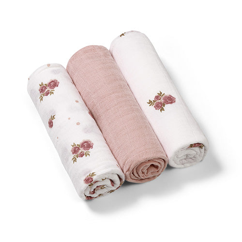 Baby Ono scutec textil din muselina 70x70 cm 3 buc Pudra cu trandafiri