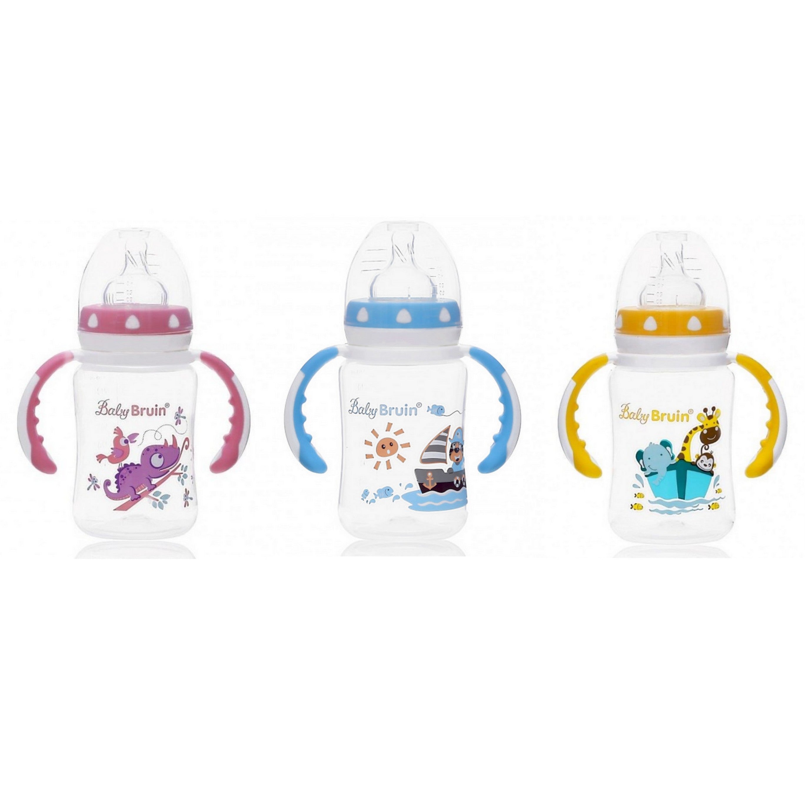 Baby Bruin biberon cu tetina silicon si maner 0m+, 240 ml 01 Imagine principală a produsului
