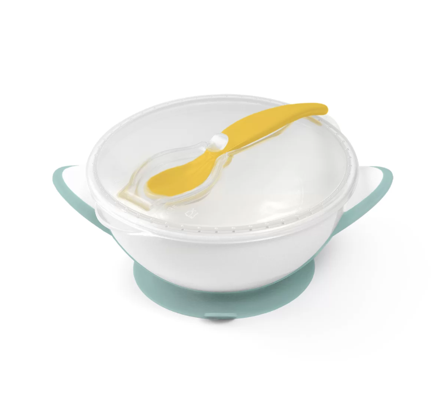 Baby Ono castron cu ventuza, capac si lingurita 6m+, Menta  01 Imagine principală a produsului