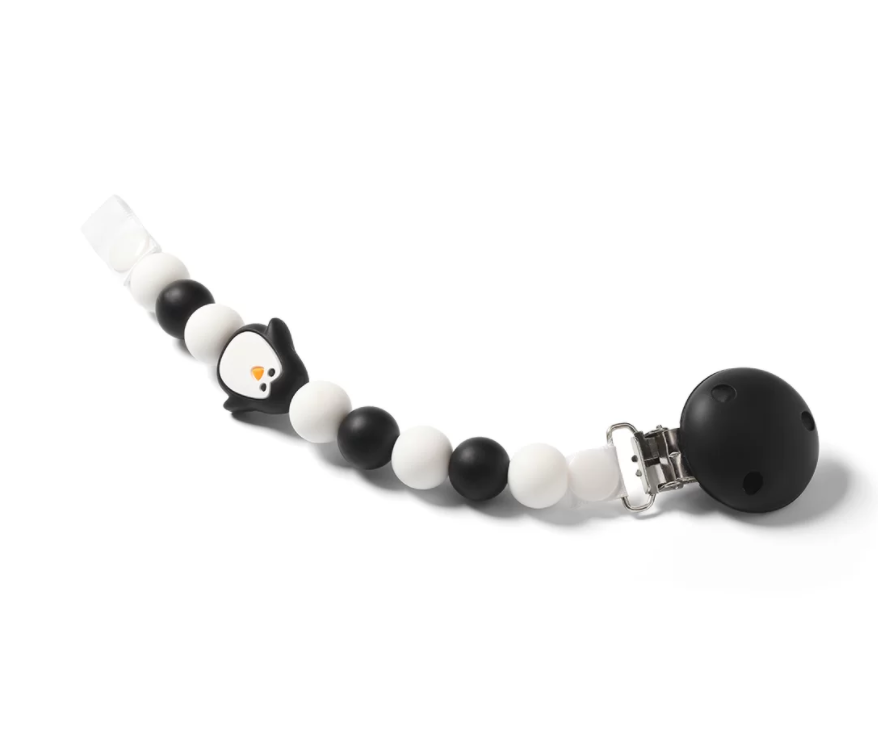 Baby Ono lant suzeta silicon 0m+, Alb-Negru cu pinguin  71905 01