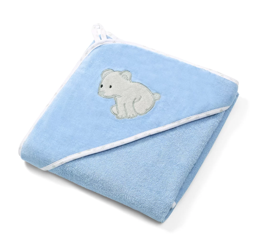 Baby Ono prosop cu gluga velur 85x85 cm 0m+, Albastru cu urs 01 Imagine principală a produsului