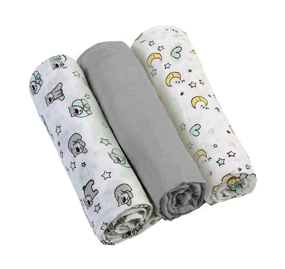 Baby Ono scutec textil din muselina 70x70 cm 3 buc 348 Grey 01 Imagine principală a produsului