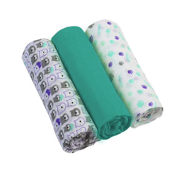 Baby Ono scutec textil din muselina 70x70 cm 3 buc/set Menta Imagine principală a produsului