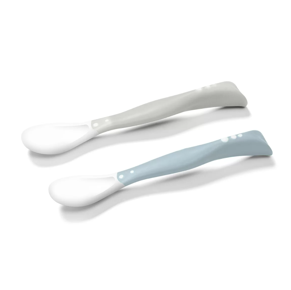 Baby Ono set lingurite flexibile 6m+ 2 buc, bej-gri albastrui 01