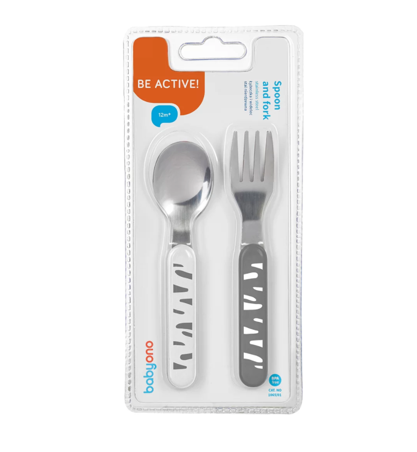 Baby Ono set tacamuri din otel inoxidabil 12m+ alb-gri 106501 03