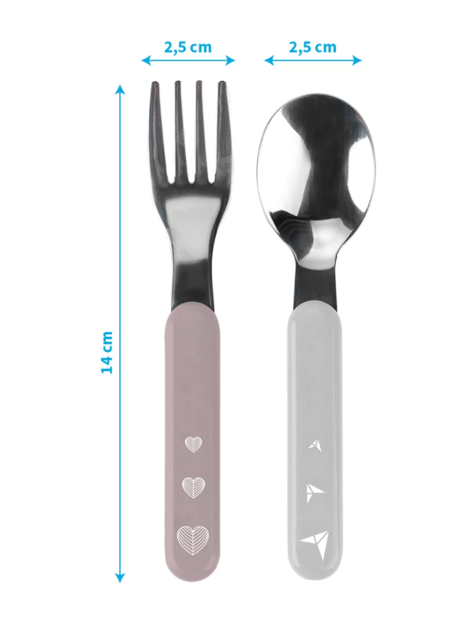 Baby Ono set tacamuri din otel inoxidabil 12m+ roz pudrat-bej  04