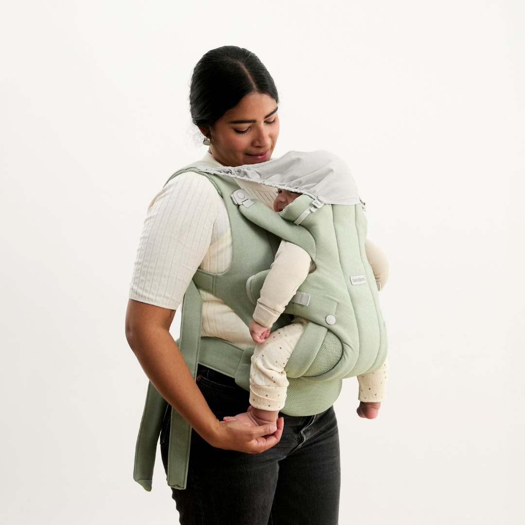 BabyBjorn marsupiu anatomic Baby Carrier Hold 3,2–13,5 kg Light Green tesatura periata