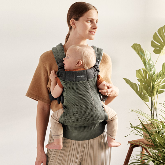 BabyBjorn marsupiu anatomic Harmony pentru 3.2 -15 kg 3D Mesh, Dark Green