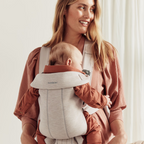 BabyBjorn marsupiu anatomic Mini pentru 3.2 -11 kg Light Beige, 3D Jersey