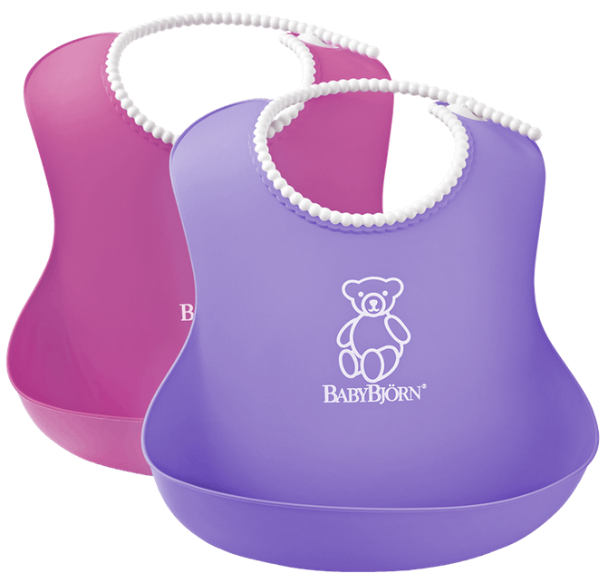 BabyBjorn set 2 bavete moi Soft Bib 4m+, Pink/Purple 046208A