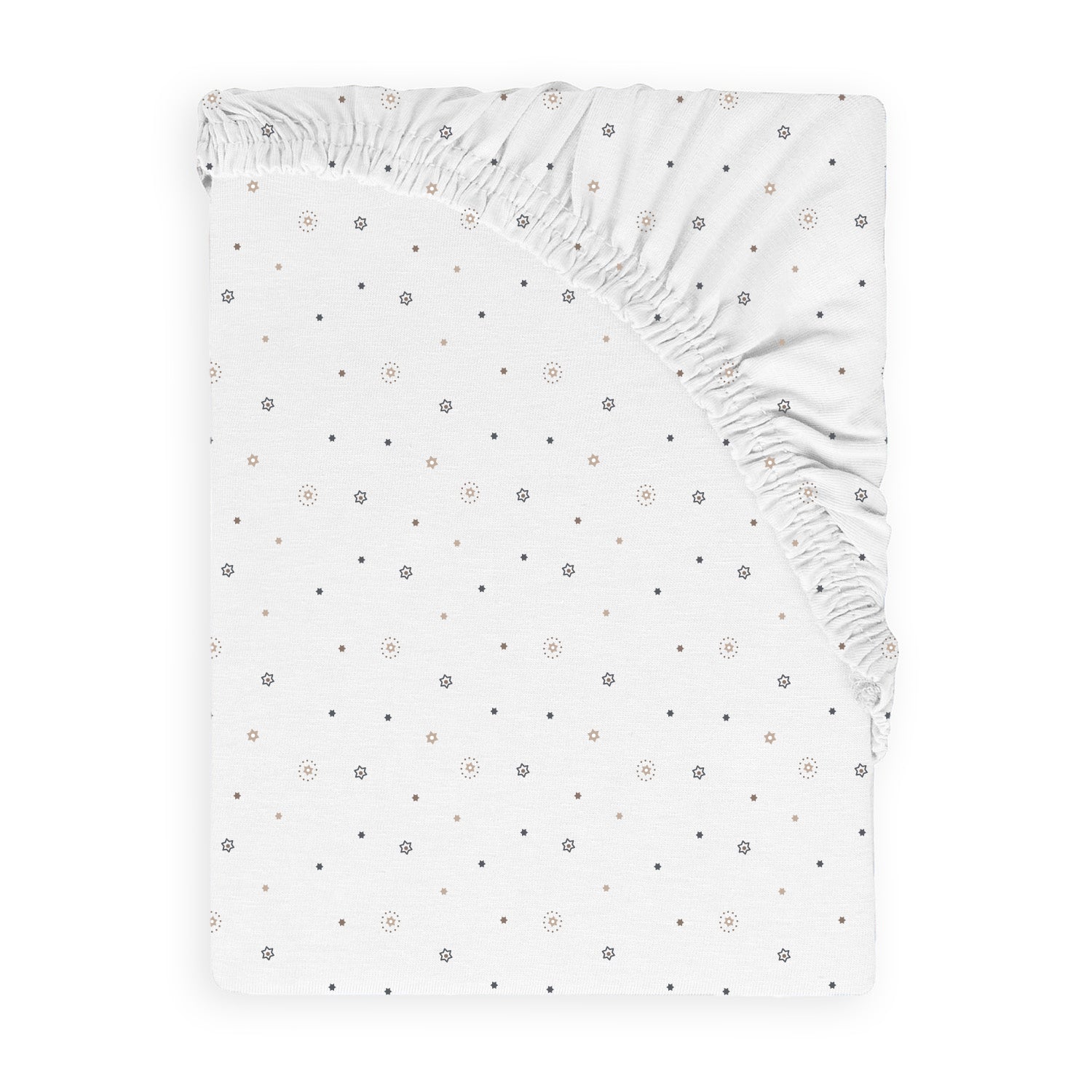 BabyMatex cearsaf impermeabil jersey print 120x60x10 cm Alb cu stelute Imagine principală a produsului