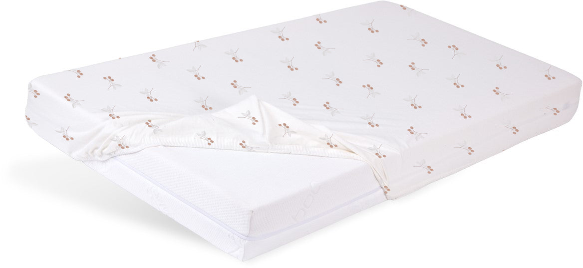 BabyMatex cearsaf impermeabil jersey print 120x60x10 cm Ecru cu flori