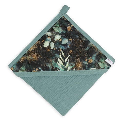 BabyMatex prosop de baie cu gluga din muselina 85x85 cm Petrol