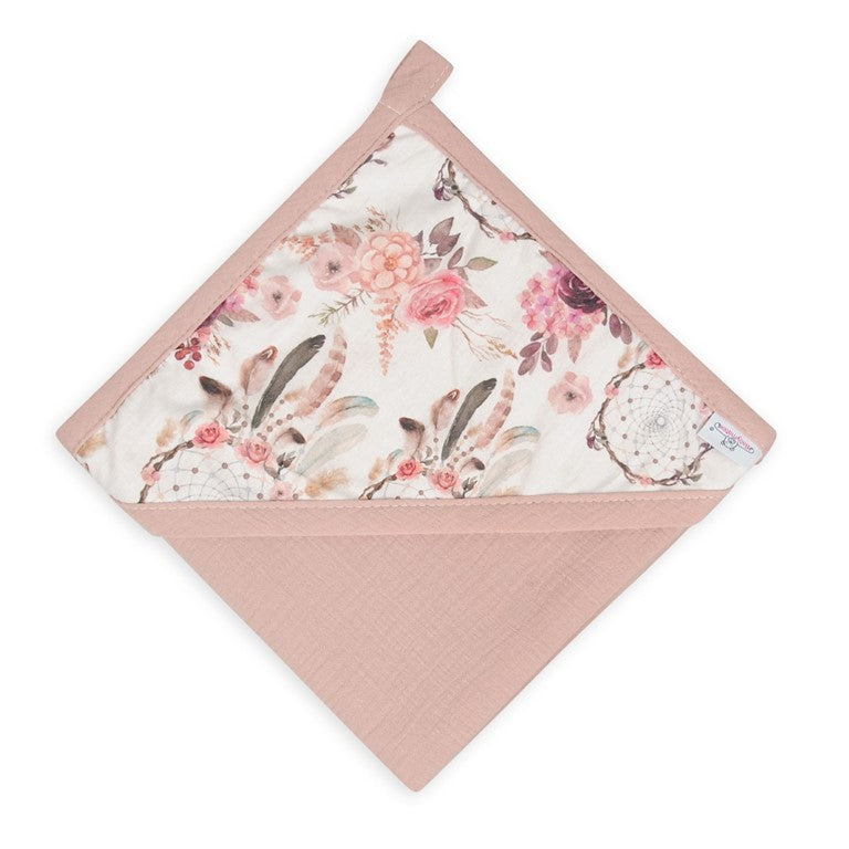 BabyMatex prosop de baie cu gluga din muselina 85x85 cm Roz pudra