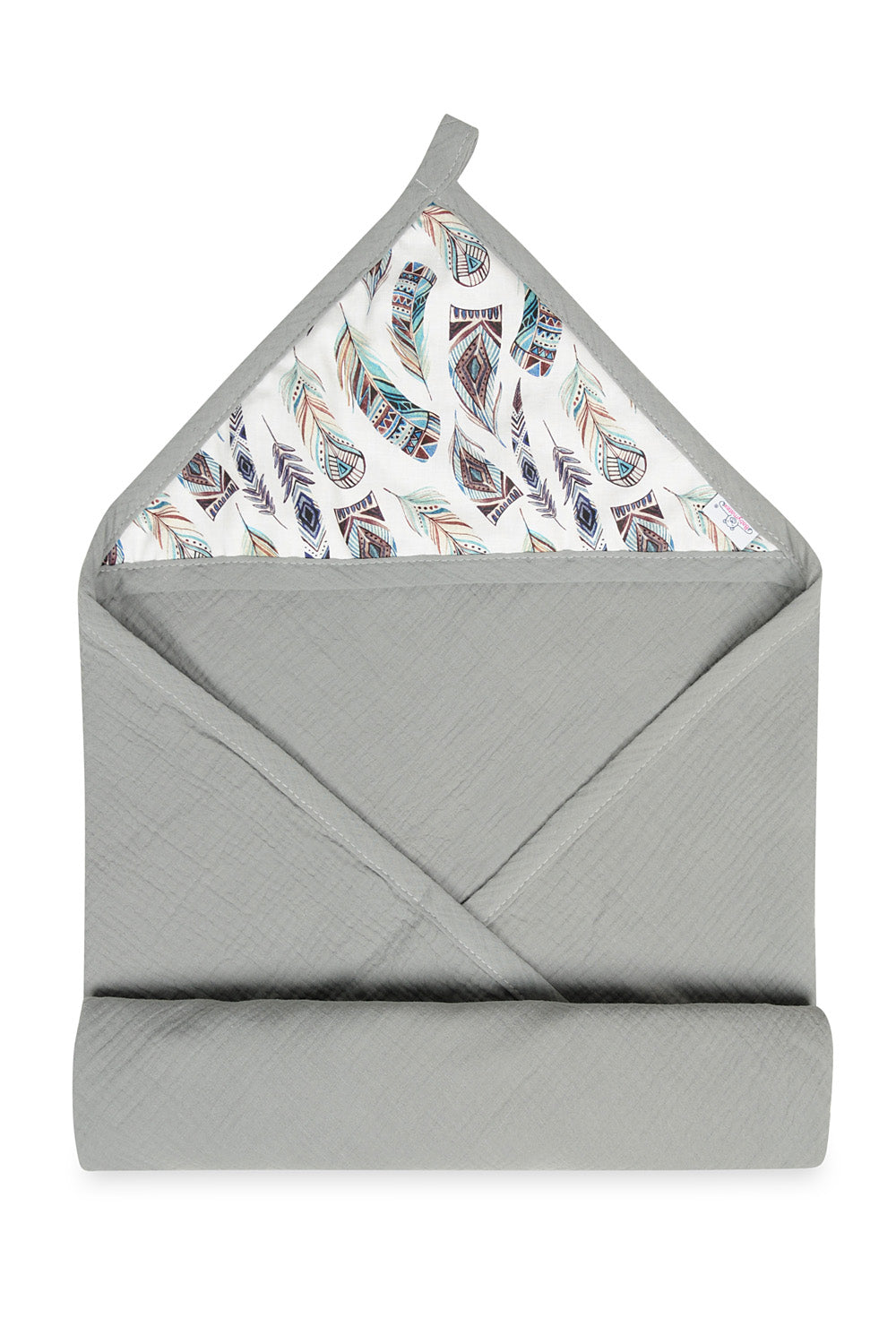 BabyMatex prosop de baie MUSLIN DESIGN cu gluga 85x85 cm Gri cu stil indian